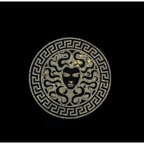 Gold Medusa Rhinestone Heat Transfer Design , Iron on Medusa , hot Fix Crystal Patch , Gold Applique