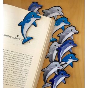 Dolphin Clip Bookmarks for Kids Students Cool Cute Animal Set of 10 Bulk Bookmark Funny Wacky Classroom Reading Incentives Library Rewards Novelty Party Favors Fun Prizes for Summer Reading Programs