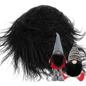 Plush Faux Fur Fabric Precut Strips, 2×60Inch Black Fur Fluffy Fabric, Fuzzy Craft Furs for Gnomes Beard Santa Claus Hair Dwarf Cosplay Costume Christmas Decoration(Black)