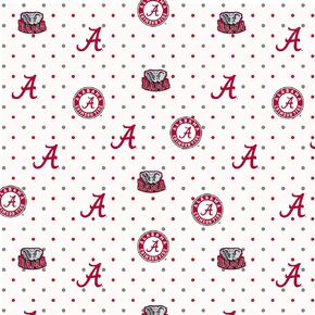University of Alabama Pin Dot Cotton Fabric Sold by The Yard-Alabama Crimson Tide Cotton Quilting Fabric-AL1323