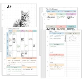 ADHD A5 Planner Refill Pages Planner Inserts Daily Weekly Monthly 120 Sheets/240 pages for 6 Ring Binder Undated Planners Refills Colorful To Do List Refill Paper 120 GSM Thick Loose Leaf Paper 6-Hole Punched for 3 Months Neurodivergent Journal Productivi
