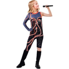 Girls Sparkles Snake Costume Outfit Concert Bodysuit Music Party Halloween Cosplay Jumpsuit for Little Kids
