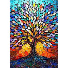 SENQAO Tree of Life Diamond Painting Kits for Adults, Stained Glass Diamond Art Paintings Kit for Beginners, 5D Full Drill Diamand Paintings Kits, Gem Art Crafts for Adults Wall Decor 12x16inch
