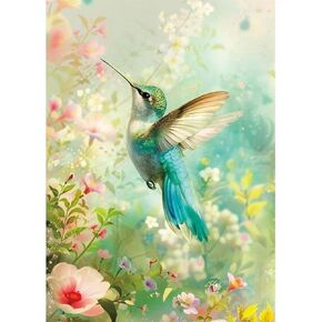 DIADAY Hummingbird Diamond Art Kits for Adults, 5D Gem Art Diamond Painting Kits for Beginners, DIY Round Full Crafts for Home Wall Decor Gift, 12x16 Inches