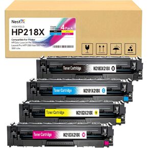 218X High Yield Toner Cartridge (No Chip) Replacement for HP 218X/218A to Compatible with HP Color Laser Jet Pro 3201dw MFP 3301cdw MFP 3301fdw MFP 3301sdw (4 BK/Y/C/M) W2180/2181/2182/2183X (No Chip)