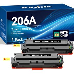 206A Black Toner Cartridges (with Chip) Compatible for HP 206A Black Toner Cartridges W2110X W2110A for Pro MFP M283fdw M283cdw M255dw M283 M255 M282 Printer ( 2 Pack )
