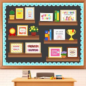 LioNergy Motivational Quotes Classroom Bulletin Board Kit Positive Mindset helves Bulletin Board Decoration Inspiration Poster Cutouts Wall Door Décor for Classroom Library Decor Reading Corner