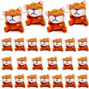 24 Pack Mini Stuffed Tiger Toys Small Tiger Plush Toys Keychain Bulk Tiny Stuffed Tiger Animal Plush Toy for Birthday Gifts Party Favors Carnival Prize