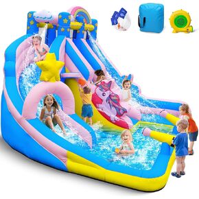 Culaluva شريحة مياه قابلة للنفخ: 6 في 1 تفجير منزل ترتد للأطفال 3-12 - تسلق حائط سباحة البليار in Kuwait