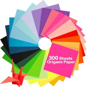 Origami Paper - 300 Sheets Colored Paper 6 Inches Square Origami Kit Double Sided Foldable Crafting Supplies For Beginners DIY Arts And Crafts Projects(20 Colors)
