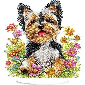Dog Diamond Painting Desktop Ornament, Diamond Art Painting Kit for Adults, Crystal Diamond Gem Art Tabletop Ornaments Double Sided, Stand Up Diamonds Art Crafts Kit for Home Decor, Box Package
