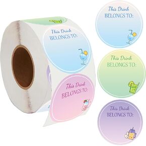 Drink Markers This Drink Belongs to Stickers 2 inch Blank Drink Labels Cup Labels for Drink Party, Wedding, Bridal Shower, Birthday Party Supplies,Cup Marker Sticker