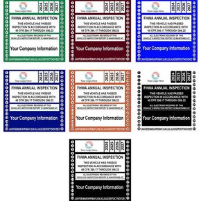 FHWA Vehicle Annual DOT Inspection Stickers 2024, 4" X 4" Truck Decal Personalized with Company Logo