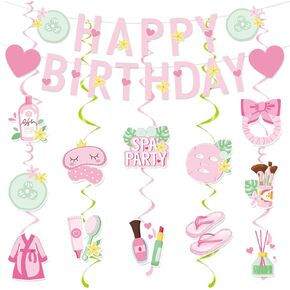 Spa Birthday Party Decorations Include Spa Happy Birthday Banner Hanging Swirls Spa Day Theme Party Supplies For Girls