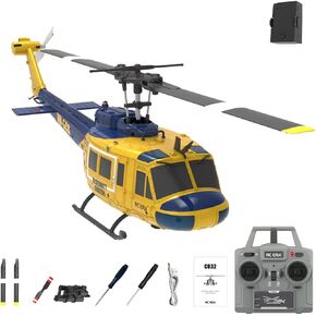 RC ERA C032 UH-1 Huey 6CH Helicopter for Adults, 1/48 Scale RC Helicopter Brushless with 6-Axis Gyroscope Stabilization, with Altitude Hold & 3D Inverted Flight, 2 Battery