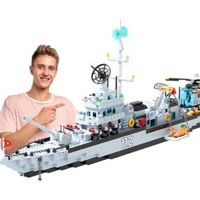 Battleship Building Set for Boys 8-14, 6-in-1 Military Boat and Ship Navy Warship Toys Model Kits Construction Birthday Gift for Adults Men Teens Age 8-12,14+ Compatible with Lego (1456+ PCS)