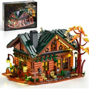 Wood Cabin Building Set with Light,2234 PCS Forest Cabin Boys Building Collection Display Set,Buildable Model Kit for Adults and Kids 8-14,Gifts for Nature Lovers & Tree House Lovers