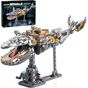 Mechanical Whale Building Set for Adults,Ocean Fish Animal Model Toys with Lights for Home Office Decor,STEM Building Blocks Gift for Boys Ages 8+(1388PCS)