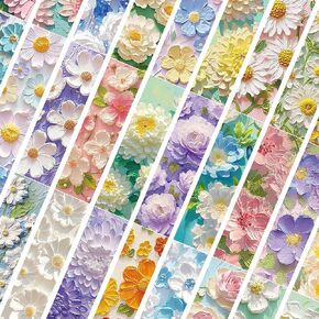 30 Pcs Oil Painting Flower Bookmark Cute Bookmarks for Women Floral Book Marks for Reading Colorful Book Markers Flowers Paper Book Mark Card Unique Bookmarks Aesthetic Book Accessories Book Lover