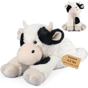 24" & 4.5 lbs Highland Cow Weighted Stuffed Animal, Adjustable Sitting & Laying Plush Toy Pillows with Removable Ceramsite Bag for Companion, Cuddly & Soft Gifts for Adults, Kids, Boys and Girls