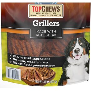 Top-Chews Natural Dog Treats, Grillers Made with Real Steak, Net Wt. 32 Oz(907g)