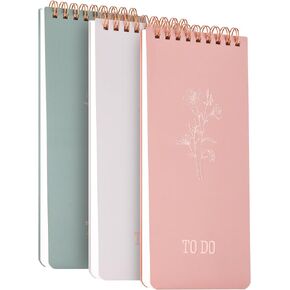 To Do List Notepad Set - 3-Pack, To Do List Notebook, Shopping List Notepads,Dated Pages & Checklist Layout, Portable Spiral Bound for To-Do Lists & Goals