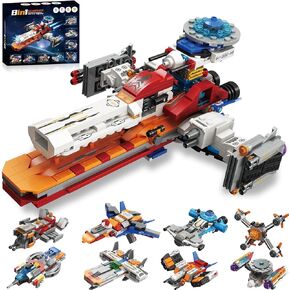 STEM Space Toys for 6 7 8 9 10 11 12 Year Old Boys, 8-in-1 Starship Warship Building Sets, Best Christmas Birthday Gifts for 6-14 Year Old Kids (1018PCS)