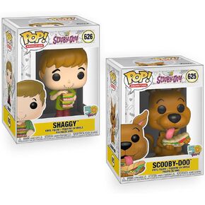 Pop Scooby Doo - Set of 2 - Shaggy and Scooby Doo with Sandwich Snacks Vinyl Figures Bundle with Compatible Funko Box Protector