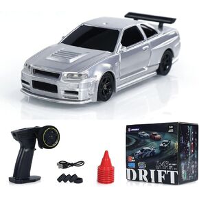 1/43 RC Scale RTR Race Car Remote Control Drift 4WD Mini Lights System RTR High Speed Four Wheel Drive Racing Car Model(Zebra Print)
