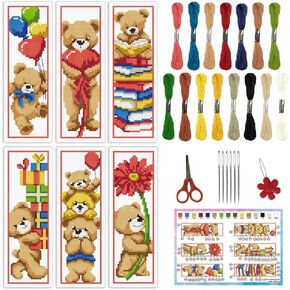 INFUNLY 6 Set DIY Cross Stitch Bookmark Kit Loong Cross Stitch Kits 8"x2.4" Pre-Printed Dragon Stamped Embroidery Bookmark Kit with Instructions for Beginners Book Lovers Adults Gift
