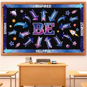 Affirmation Station Bulletin Board Set Outer Space Be Amazing Cutouts Decorations Positive Sayings Accents Themed Classroom Bulletin Boards Arrow Sign Cutouts for School Office Home Teacher Wall Decor