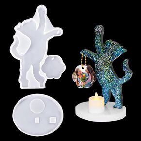 Voyyphixa Cat Candle Holder Molds Photo Frame Silicone Molds for Epoxy Resin Animal Resin Mold Cat Table Ornament Casting Mould for Tealight Candlestick Home Art Decoration