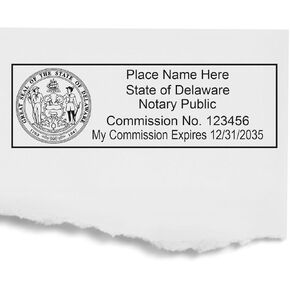 Delaware Notary Rectangular Self-Inking Stamp - 7/8 x 2-1/4, Compliant for DE Notary Public