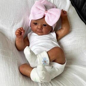 Lifelike Reborn Baby Dolls Girl Black Silicone Baby Doll 20 Inch Realistic African American Reborn Dolls Girl Real Life Dark Brown Skin Newborn Baby Toy with Accessories Toy Gift for Kids