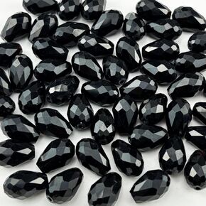 100pcs 8x12mm Teardrop Crystal Glass Beads for Jewelry Making, Faceted Vertical Hole Teardrop Glass Spacer Beads for Wind Chimes Bracelet Earring Necklace DIY Craft(Dark Green) in Saudi Arabia
