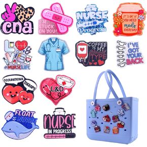 12Pcs Bag Charms for Bogg Bags Acrylic Bag Accessories Nurse Themed Insert Decoration Charms Compatible with Simply Southern Beach Tote Bags