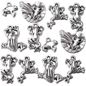 100g Mixed Antique Silver Frog Charms Animal Charm Craft Supplies Pendants Beads Charms Pendants for Crafting Jewelry Findings Making Accessory for DIY Necklace Bracelet (A533)