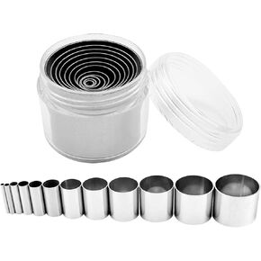MTQY 12PCS 0.3-3.2cm Hollow Punching Knives Stainless Steel Round Clay Cutter Suitable for Cake Dough Baking and Crafts
