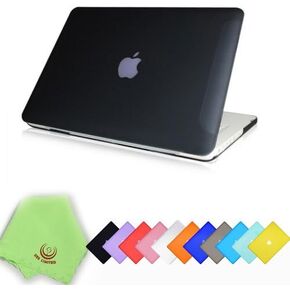UESWILL Matte Hard Shell Case Cover Compatible with MacBook 13 inch White Unibody Model A1342 + Microfibre Cleaning Cloth, Black