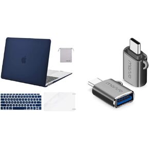 MOSISO Compatible with MacBook Air 13 inch Case 2022-2018 A2337 M1 A2179 A1932, USB-C Hub, USB C to USB Adapter 2 Pack&Hard Shell&Keyboard Cover&Screen Protector&Storage Bag, Navy Blue&Space Gray
