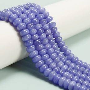 JM Design 5x8mm Tanzanite Color Dyed Jade Smooth Rondelle Necklace Beads for Bracelets Jewelry Making