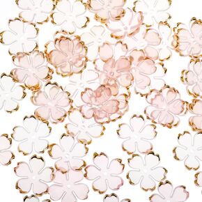 60 Pcs Cherry Blossom Beads 5-Petal Acrylic Flower Beads Pink Gradient Mini Floral Spacer Bead for DIY Crafts Bracelet Necklace Earrings Jewelry Making Women Festival Gifts 0.75 × 0.039 Inches