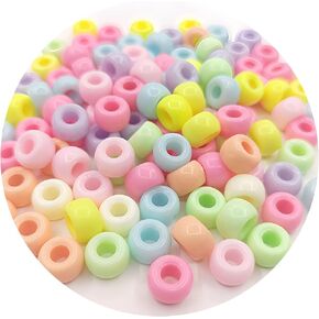 1900+ Pony Bead Bulk 6x9mm Multi-Colored Plastic Craft Beads Set, Bulk Hair Beads for DIY Crafting Jewelry Making Bracelets