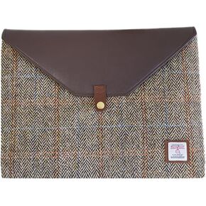 Harris Tweed Laptop Sleeve Bag Compatible with MacBook Air/Pro 12-13 inch Notebook,Briefcase Men's Business A4 Liner Bag (Green Brown)