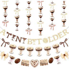 5Pcs Espresso Martini Birthday Banner, A Tini Bit Older Decorations Martini Party Banner Garland for Martini Bachelorette Bridal Shower Party Supplies
