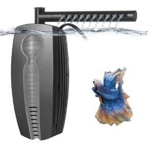 FEDOUR 165GPH Aquarium Filter U-V, 8W Adjustable Fish Tank Filter, U-V Submersible Internal Filter for 10-50 Gallon Tank, with Biochemical Cotton
