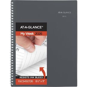 AT-A-GLANCE 2026 Planner, Weekly & Monthly, 8-1/2" x 11", Large, Spiral Bound, DayMinder, Gray (GC5450726)