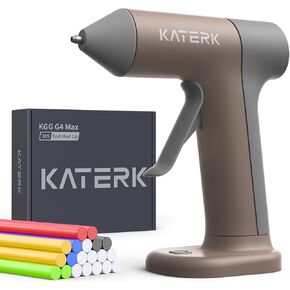 Katerk Cordless Hot Glue Gun Kit, 30s Fast Heating, Mini Glue Gun with 20 Glue Sticks, Compact & Portable with 2500mAh Built-in Battery, Auto Shut-Off, Ideal for DIY, School Crafts & Repairs (Khaki)