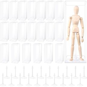 40 Pcs Doll Display Stands with Gift Boxes Action Figure Stands for 9 to 12 Inch Dolls Adjustable Waist Clip Holder for Home Shop Birthday Party Favor (Transparent) in Saudi Arabia