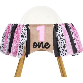 Cowgirl 1st Birthday High Chair Banner - Cowgirl Firsr/One Fabric Birthday Decorations,First Rodeo One Birthday Banner,Western Birthday Decor, How The West Was One